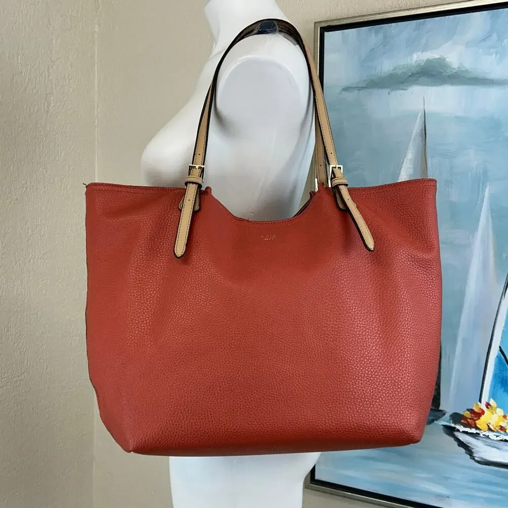 Tutilo NW Tote Shopper/school/work/laptop Bag Brick Orange and tan